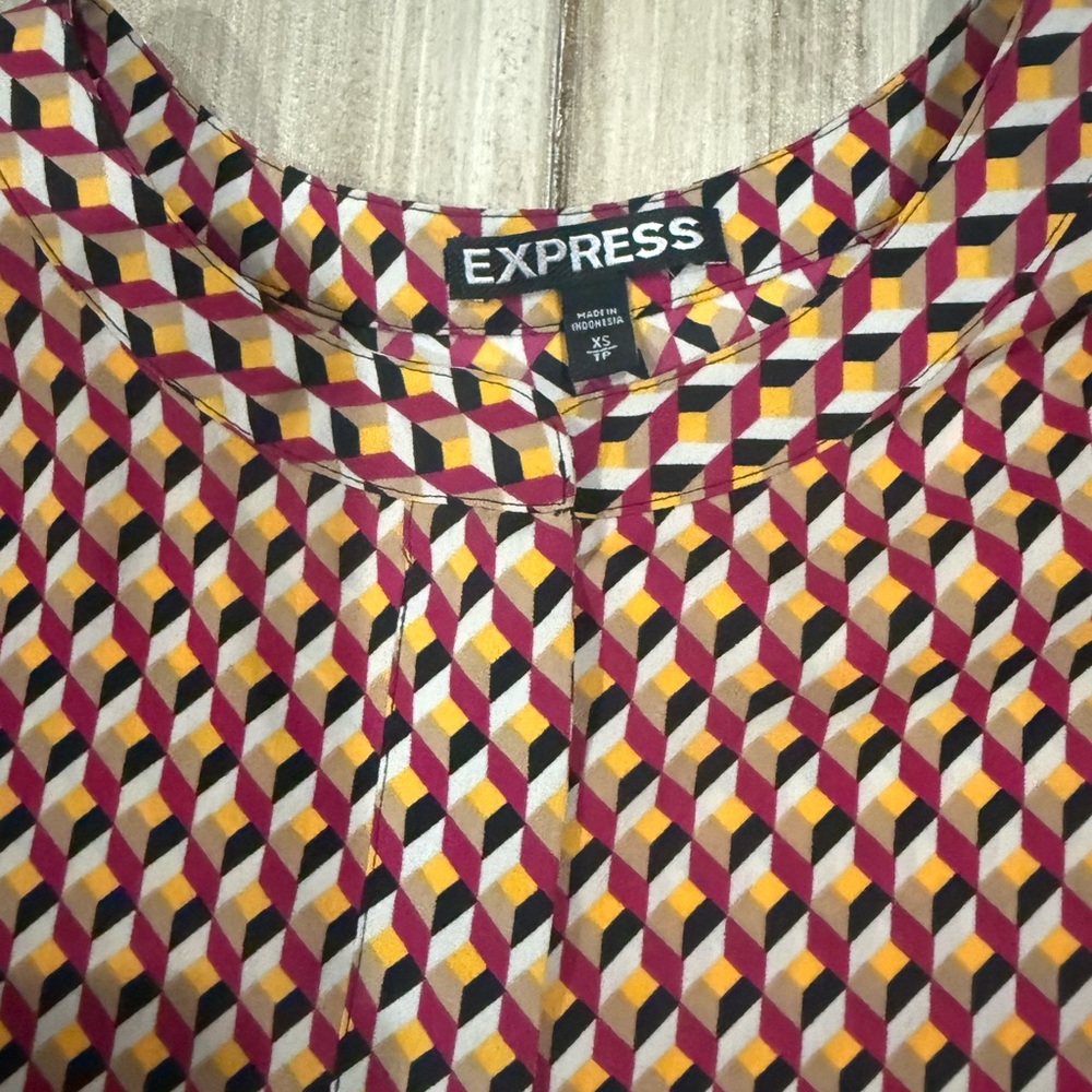 Express Women's Top with Geometric Design - Red, Yellow, Black